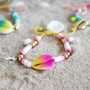 Coquillage Cauri dégradé rose/bleu - effet tie and dye - 20 à 26mm x1