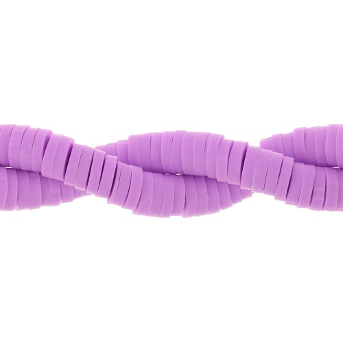 Perles Heishi rondelles en pâte polymère 4x1 mm Parme x45 cm