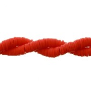 Perles Heishi rondelles  en pâte polymère 6x1 mm Rouge x39 cm