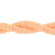Perles Heishi rondelles  en pâte polymère 6x1 mm Saumon x39 cm