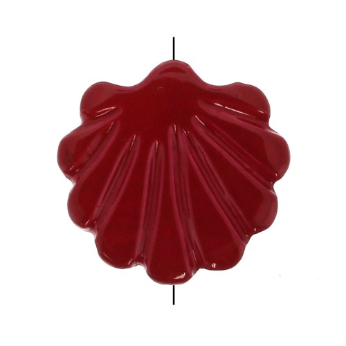 Perle Coquillage en Nacre Rouge foncé - 12mm pour création de bijoux fantaisie x1