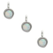 Mini breloque ronde avec pierre synthétique imitation Opale 3 mm - Rhodié x1|raw }}