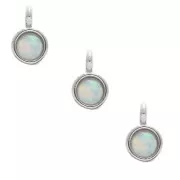 Mini breloque ronde avec pierre synthétique imitation Opale 3 mm - Rhodié x1