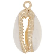 Pendentif coquillage cauri 21 mm Naturel - Doré x1|raw }}