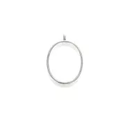 Pendentif ovale pour résine UV, Bi-composants & pâte polymère 32x20mm - Argenté x1