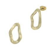 Clous d'oreilles ovales irréguliers martelés à décorer en zamac 20x12 mm - Doré à l'or fin x2|raw }}
