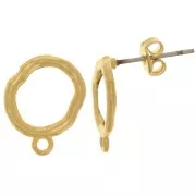 Clous d'oreilles ronds irréguliers martelés 14x11mm Doré à l'or fin x2