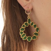 Clous d'oreilles ronds irréguliers martelés 14x11mm Doré à l'or fin x2