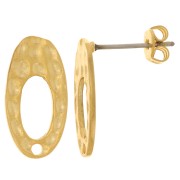 Clous d'oreilles ovales martelés évidés à décorer 17x9 mm - Doré à l'or fin x2|raw }}
