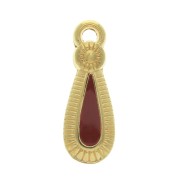 Pendentif goutte style ethnique en zamac & résine époxy 21x8 mm Doré / Bordeaux x1|raw }}