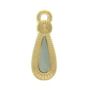 Pendentif goutte style ethnique en zamac et résine époxy 21x8 mm Doré / Mint x1|raw }}
