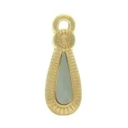 Pendentif goutte style ethnique en zamac et résine époxy 21x8 mm Doré / Mint x1