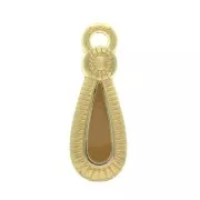 Pendentif goutte style ethnique en zamac et résine époxy 21x8 mm Doré / Ocre x1