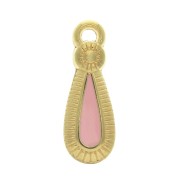 Pendentif goutte style ethnique en zamac et résine époxy 21x8 mm Doré / Rose x1|raw }}