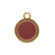 Pendentif rond en zamac et résine époxy 15x12 mm Doré / Bordeaux x1|raw }}