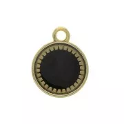 Pendentif rond en zamac et résine époxy 15x12 mm Doré / Noir x1