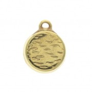 Pendentif rond en zamac et résine époxy 15x12 mm Doré / Noir x1