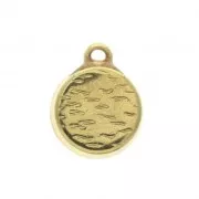 Pendentif rond en zamac et résine époxy 15x12 mm Doré / Ocre x1