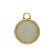 Pendentif rond en zamac et résine époxy 15x12 mm Doré / Mint x1