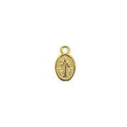 Breloque médaille ovale symbole religieux croix et jésus 13x8 mm - Doré à l'or fin x1