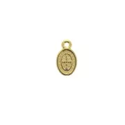 Breloque médaille ovale symbole religieux croix et jésus 13x8 mm - Doré à l'or fin x1