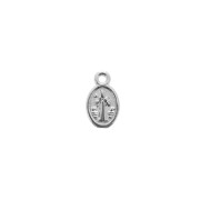 Breloque médaille ovale symbole religieux croix/jésus 13x8mm Placage Arg fin viel|raw }}