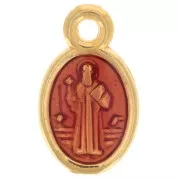 Breloque / Médaille ovale symbole religieux 13mm - Résine époxy Orange - Doréx1