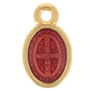 Breloque / Médaille ovale symbole religieux 13mm - Résine époxy Orange - Doréx1