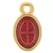 Breloque / Médaille ovale symbole religieux 13mm - Résine époxy Orange - Doréx1
