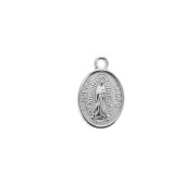 Breloque médaille ovale symbole religieux 17x11mm - Placage Argent fin vieilli x1|raw }}