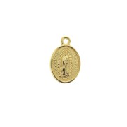 Pendentif / breloque médaille ovale symbole religieux 17x11mm - Doré à l'or fin x1