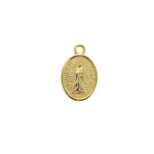 Pendentif / breloque médaille ovale symbole religieux 17x11mm - Doré à l'or fin x1