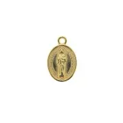 Pendentif / breloque médaille ovale symbole religieux 17x11mm - Doré à l'or fin x1