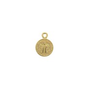 Breloque médaille ronde en zamac symbole religieux croix / Saint 13x9 mm - Doré à l'or fin x1