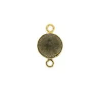 Intercalaire rond en zamac & résine époxy - Saint 16x9 mm - Doré / Noir x1