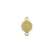 Intercalaire rond en zamac - symbole religieux - croix et Jésus 16x9 mm - Doré à l'or fin x1