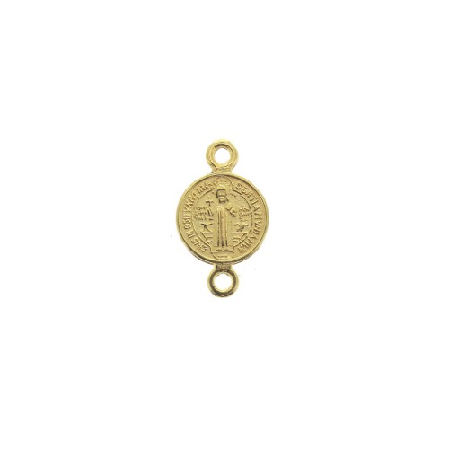 Intercalaire rond en zamac - symbole religieux - croix et Jésus 16x9 mm - Doré à l'or fin x1