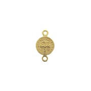 Intercalaire rond en zamac - symbole religieux - croix et Jésus 16x9 mm - Doré à l'or fin x1