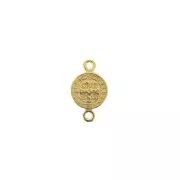 Intercalaire rond en zamac - symbole religieux - croix et Jésus 16x9 mm - Doré à l'or fin x1