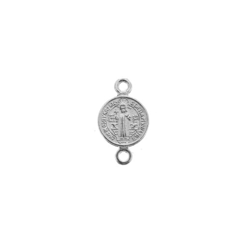 Intercalaire rond zamac - symbole religieux -Croix Jésus 16x9mm Placage Argent fin vieilli x1
