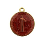 Médaille ronde en zamac & résine époxy - symbole religieux 23x20mm - Doré/Rouge x1|raw }}
