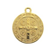 Médaille ronde en zamac symbole religieux croix / Saint 23x20 mm - Doré à l'or fin x1