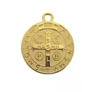 Médaille ronde en zamac symbole religieux croix / Saint 23x20 mm - Doré à l'or fin x1