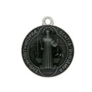 Médaille ronde en zamac/résine époxy symbole religieux 23x20mm - Arg vieil/Noir x1|raw }}