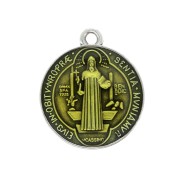 Médaille ronde en zamac/résine époxy symbole religieux 23x20mm Arg vieil/Jaune x1|raw }}
