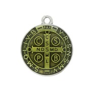 Médaille ronde en zamac/résine époxy symbole religieux 23x20mm Arg vieil/Jaune x1