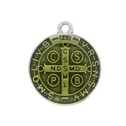 Médaille ronde en zamac/résine époxy symbole religieux 23x20mm Arg vieil/Jaune x1