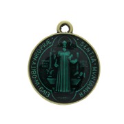 Médaille ronde en zamac & résine époxy symbole religieux 23x20 mm - Bronze/Vert x1|raw }}