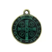 Médaille ronde en zamac & résine époxy symbole religieux 23x20 mm - Bronze/Vert x1