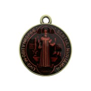 Médaille ronde en zamac & résine époxy symbole religieux 23x20mm - Bronze/Rouge x1|raw }}